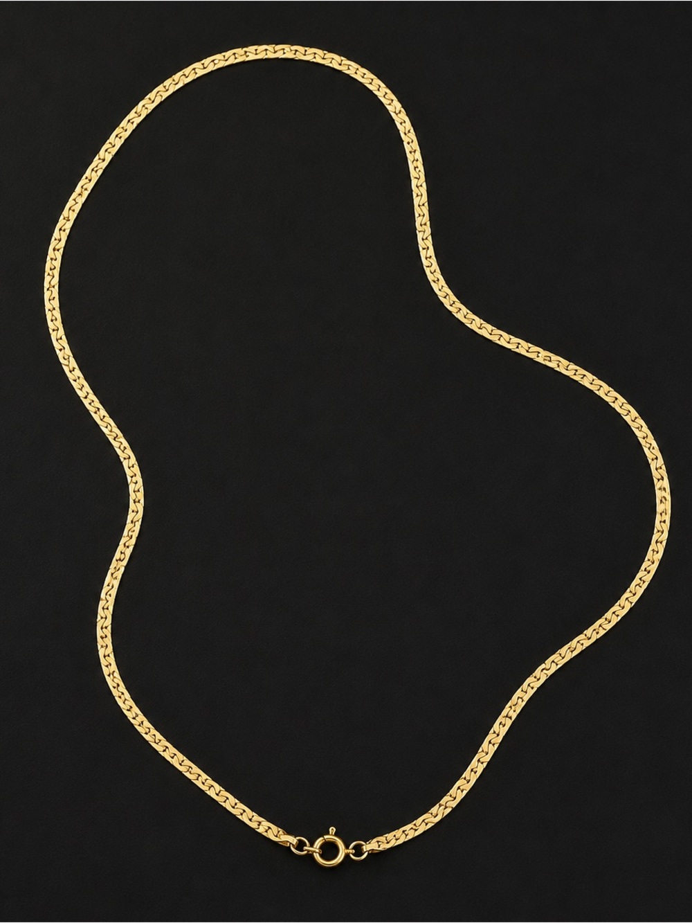 Vintage 12K GF Gold Filled Chain Flat Snake Herringbone Necklace 24.5 Minimalist